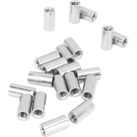 Lot de 20 écrous de raccordement ronds filet femelle M6 x 1.0 10 L20mm en acier inoxydable pour intérieur (1/5)