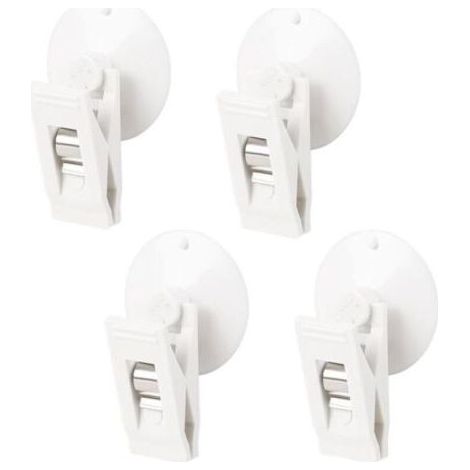 Lot de 4 ventouses blanches étanches pour rideau de douche, clips multifonctions en plastique avec ventouse pour salle de bain, supermarché, fenêtre, maison (1/4)