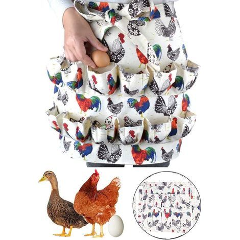 Delantal para recoger huevos, delantal de granja, regalo para transportar huevos para amantes de las gallinas, patos y gansos, ropa de cocina y de trabajo. (1/5)