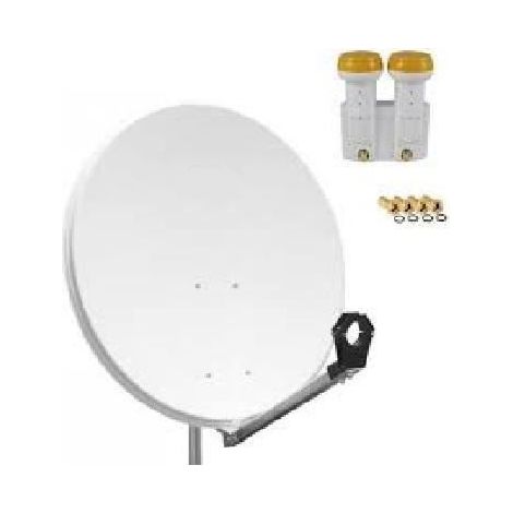 HDME Parabole satellite acier Blanche 80cm + LNB Monobloc Single 0,1dB Golden Media 0,1dB + 4 Fiches F