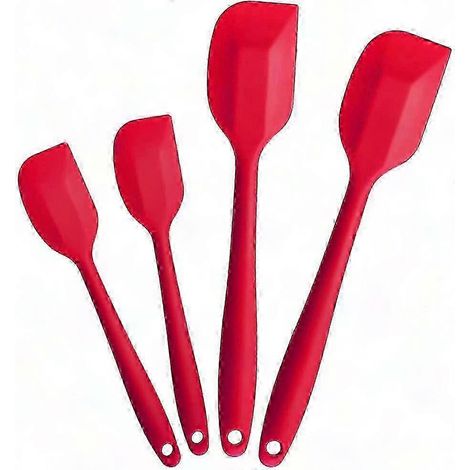 Spatule Silicone Résistante à la Chaleur, Lot de 4 avec Âme Métallique, jusqu'à 230°C (Rouge) (1/5)