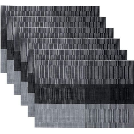 Lot de 6 Sets de Tables PVC Lavables Antidérapant Résistant à l'usure à la Chaleur, Facile à Nettoyer et Stocker, 45cmx30cm (1/4)