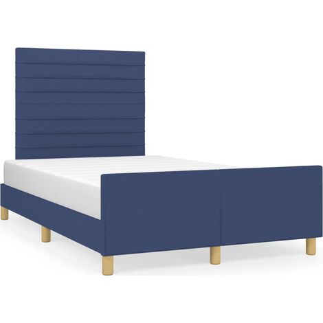 Cadre de lit avec tête de lit bleu 120x190 tissu (1/5)