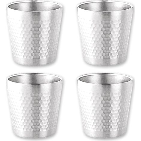 Ensemble de 4 tasses isothermes en acier inoxydable - 175 ml - empilables - sans poignées