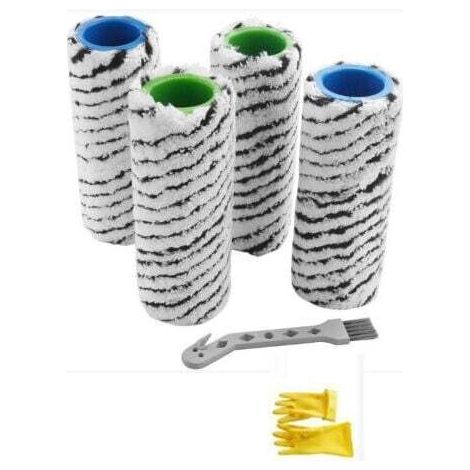 4-teiliges Set Steinwalzenbürsten für Kärcher FC7, FC7 Premium, FC5, FC5 Premium + Handschuhe