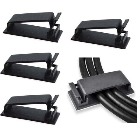 Câble Management, 50PCS Clips de Câble Adhésifs pour Organiseur de Fils Electriques pour Câbles Ethernet et Système de Gestion de Câbles pour TV, PC, ordinateur portable, Bureau (1/4)