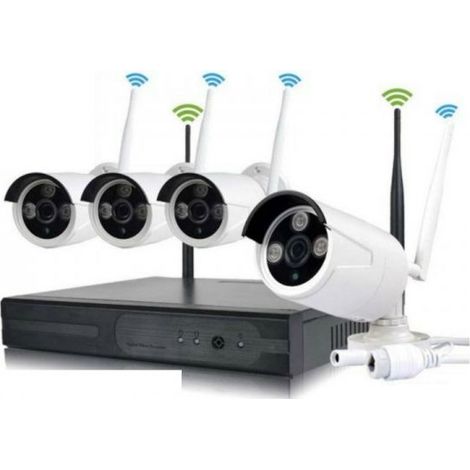 KIT VIDEOSORVEGLIANZA WIRELESS DVR NVR 4 CANALI 4 TELECAMERA WIRELESS + HD 500GB (1/5)