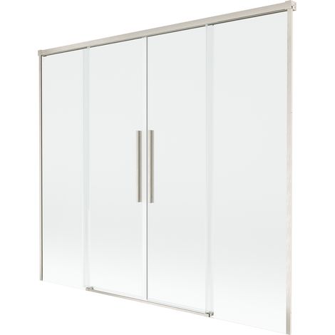 Mexen Rox paratia per vasca da bagno a 2 ante scorrevoli 190 x 150 cm, trasparente, nichel spazzolato - 8C9-190-002-97-00