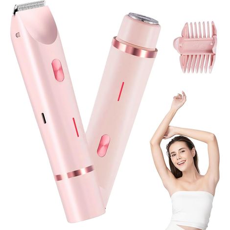 2 in 1 Electric Intimate Shaver for Women, IPX7 Waterproof Electric Intimate Shaver for Intimate Area, Bikini, Face Body Leg Arm (1/5)