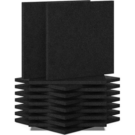 Panneaux insonorisants auto-adhésifs 12 pcs, panneaux muraux décoratifs d'isolation acoustique pour studio à domicile, noirs, support adhésif 3030 cm (1/5)