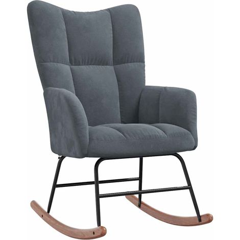 Fauteuil à bascule d'allaitement rembourré relax pour salon en velours gris foncé DEC028995 (1/5)
