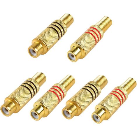 Connecteur RCA femelle, lot de 6 vis, adaptateur jack audio/vidéo en ligne plaqué or, soudure (1/5)