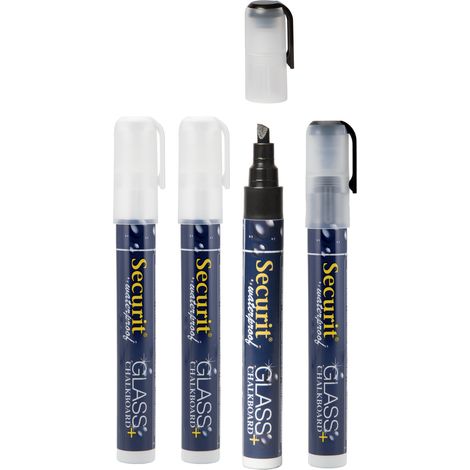 Feutre-craie Waterproof Blanc et noir lot de 2 - medium 2-6mm - Securit