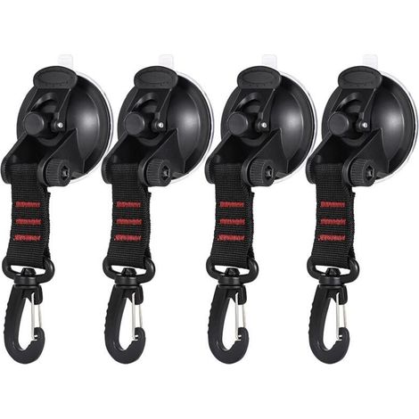 4pcs Suction Cup Anchor with Fixing Hook, Car Suction Cup Hook, Camping Tarp Accessory for Car Side Awnings, for Car Camping Luggage, Boat (Red) (1/5)