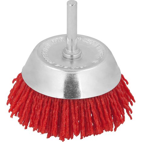 Spazzola a tazza in nylon Ø 75 mt. 1/4". Spazzola abrasiva in nylon. Spazzola per trapano in nylon, Spazzola metallica abrasiva (1/5)