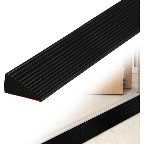 Rampe de seuil de Porte en Silicone, Noir 100 x 5,5 x 1,6 cm Rampe en Caoutchouc De Trottoir Profilé de Transition Autocollant de seuil de Porte PVC pour Fauteuil Roulant Poussette (1/5)