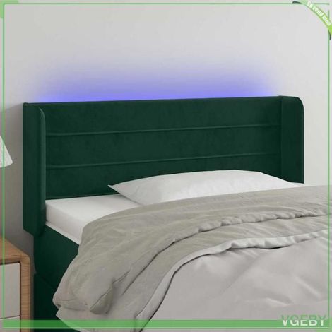 Tête de lit - 3123409 - Velours vert foncé - LED intégrée USB 5V - Hauteur réglable 83x16x78/88 cm (1/5)