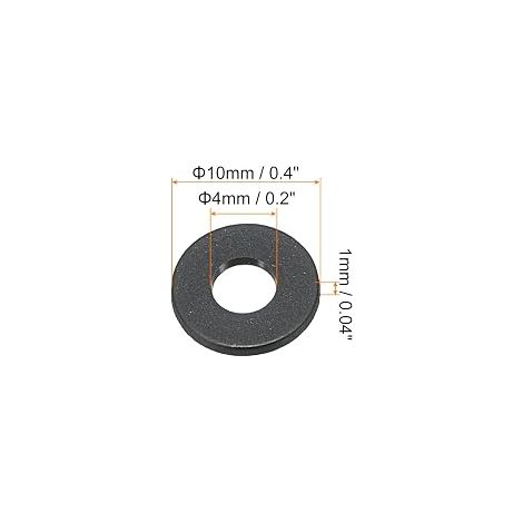 M4 Nylon Flat Washer 4mm ID 10mm OD 1mm Thickness Black (1/4)