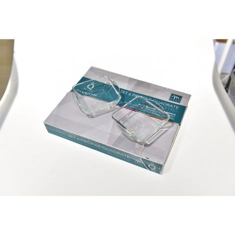 M HOME SET 6 CIOTOLE QUADRATE IN VETRO 9x10,5xH3,5 CM
