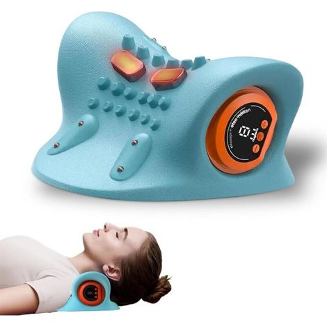 Appareil de Massage Électrique, Masseur Cervical Avec Fonction Chaleur, ÉTireur de Nuque Pour DéTendre la Nuque et les ÉPaules, 3 Modes, 6 FréQuences RéGlables (1/4)