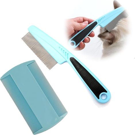 2 Peignes Anti-Puces en Métal pour Chats et Chiens - Dents Fines pour Éliminer les Poux et les Poils  Lot Économique