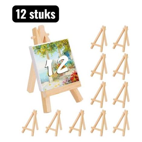 Lot de 12 chevalets - 8 x 15 cm - Mini chevalet trépied multifonctionnel en bois - Support de bureau pour photos, dessins d'enfants et smartphone - Accessoire de bureau décoratif et pratique (1/5)