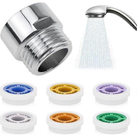 Limiteur de débit de douche avec filetage de 1/2 pouce, économiseur d'eau pour pommeau de douche, limiteur de puissance pour cuisine et salle de bain (1/5)