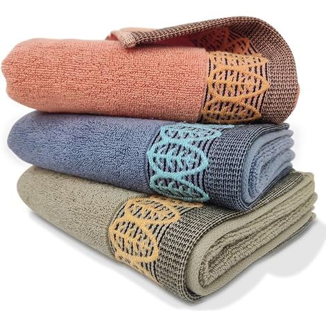 Serviettes en coton ultra-douces et absorbantes, lot de 3, 35 x 75 cm, pour les mains, le visage, la salle de sport et le spa. 3 couleurs : rouge brique. (1/5)