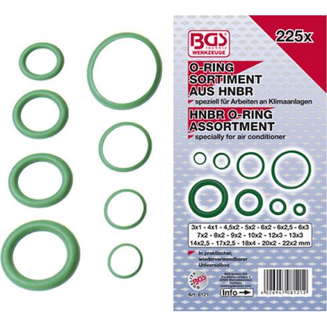 Guarnizioni a O hnbr da 3 a 22 mm assortimento BGS di 225 pezzi
