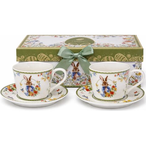 Set di 2 tazze in porcellana da 120 ml, confezione regalo con coniglietto pasquale. (1/5)