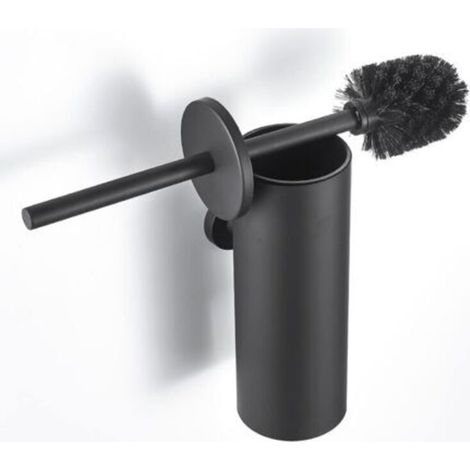 ALLIANDISBrosse WC, brosse WC en acier inoxydable, brosse WC murale, brosse WC avec couvercle, noir (1/4)