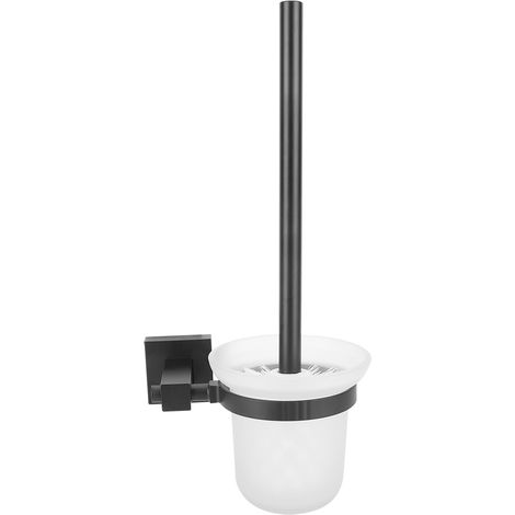 Schwarzes WC-Wandreinigungsbürsten-Set mit langem Griff und Becherhalter für den Haushalt (1/5)