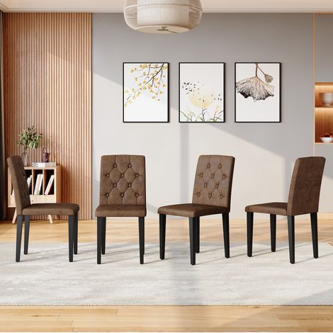 Sedie da pranzo 40x46x89 cm in tessuto marrone e metallo nero, set da 4 FloraGrace (1/5)