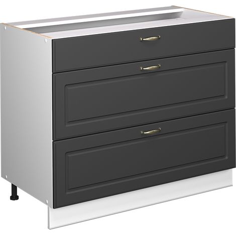 Küchenunterschrank Fame-Line, Anthrazit-Gold Landhaus/Weiß, 100 cm ohne Arbeitsplatte, Vicco (1/5)