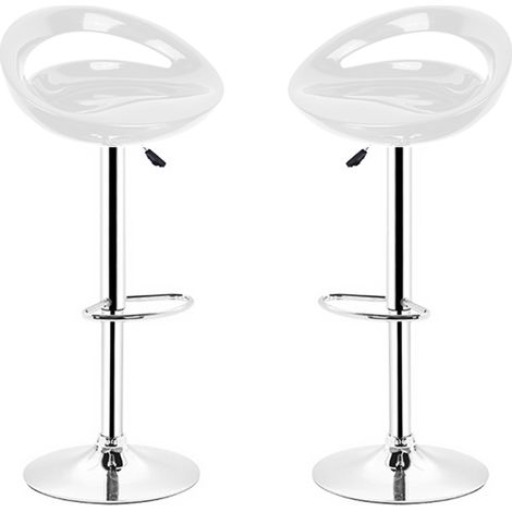SiFree® Tabouret de Bar Lot de 2 en ABS Plastique, Hauteur Réglable avec Repose-Pieds Chromés (2-Blanc) (1/5)