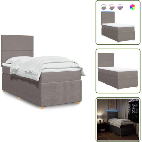 Sommier à lattes de lit avec matelas Taupe 80x200 cm Tissu - Sommier À Lattes De Lit - Sommiers À Lattes De Lit - Lit - Meuble De Chambre À Coucher (1/5)