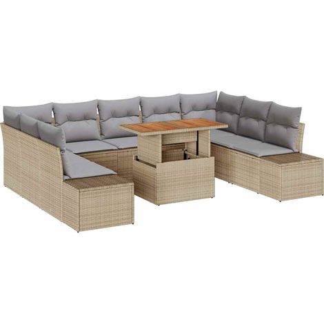 Maison Exclusive - Garten-Sofa-Set mit Speicher 10 pcs Beige Poly
