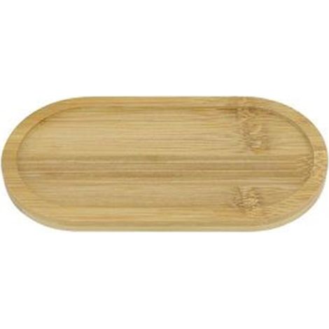 Cleafe - Vassoio Multiuso In Bambù Decorativo Organizer Ovale Per Bagno Cucina 26.5x9cm 10852 -