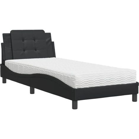 Cadre de lit Zadar noir (matelas non inclus), 80 x 200 cm, simili cuir (1/5)