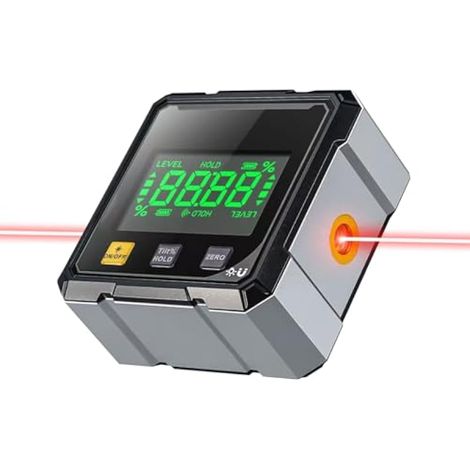 Inclinomètre Numérique, Niveau Electronique, Inclinomètre Magnétique Numérique Avec Laser Electronique, Écran LCD Niveau Numérique Usb Rechargeable Pour Le Travail Du Bois, La Construction, DIY (1/4)