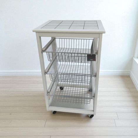 Carrello da cucina portafrutta con 3 cestelli senza base LACCATO BIANCO (1/3)
