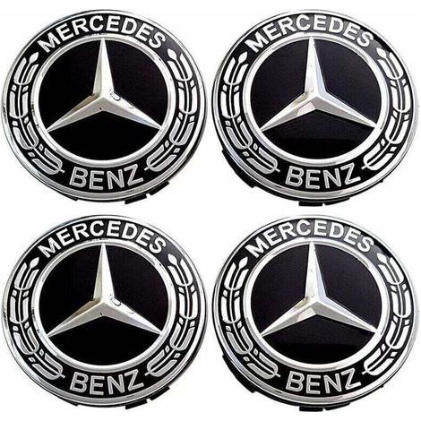 4-teiliger Radkappensatz, kompatibel mit Mercedes-Benz 75-mm-ABS-Radnabenabdeckungen, Autozubehör
