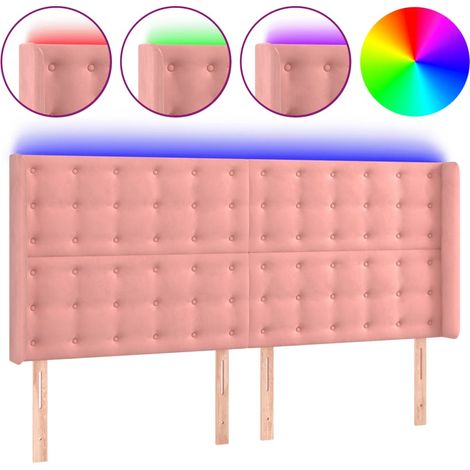 Maison Exclusive - Cabecero con LED de terciopelo rosa 163x16x118 (1/5)