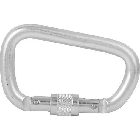 Hochfester D-förmiger Kletterkarabiner, Außenschraubverschluss, hohe Tragfähigkeit, für Bergsteigen, silberfarben (1/5)