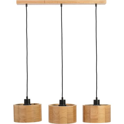 L谩mpara colgante triple de madera ANTILIA ara帽a ROBLE (1/5)