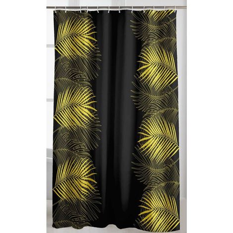 Rideau de Douche avec Crochets 180 x 200 cm Orbella Noir - Polyester Imprimé - Livraison gratuite (1/3)