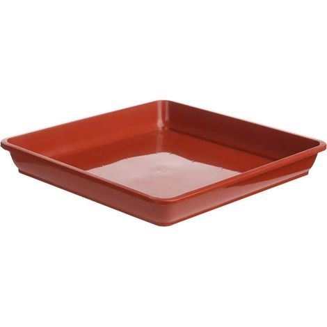 Bac à plantes en plastique rouge brique 2222cm bac à égouttement carré bac à fleurs adapté à l'intérieur et à l'extérieur, 2 pièces (1/5)