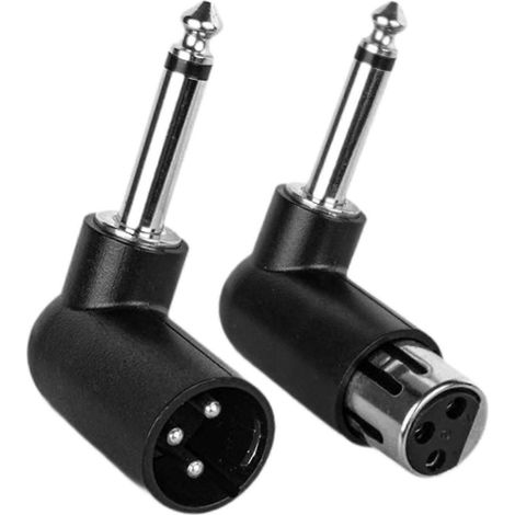 Adaptateur coudé XLR femelle 3 broches vers mâle 1/4 pouce/6,35 mm, adapté aux connecteurs XLR de studio. (1/5)