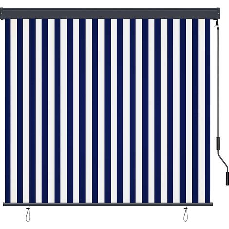Store enrouleur Bleu et Blanc 180 x 250 cm Tissu et Aluminium