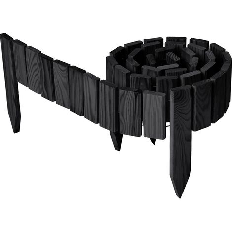 Garronda clôture de Jardin en Bois Bordure Jardin Cloture Jardin Exterieur, Palissade Bordurette Longueur: 200 cm GD-0149 (Graphite, Hauteur : 10 cm)